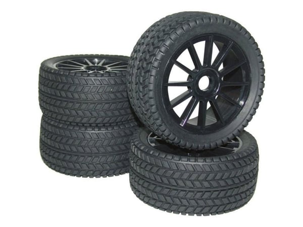 Komplette hjul 1:8 Reely Buggy Street 12 eiker Sort 4 stk