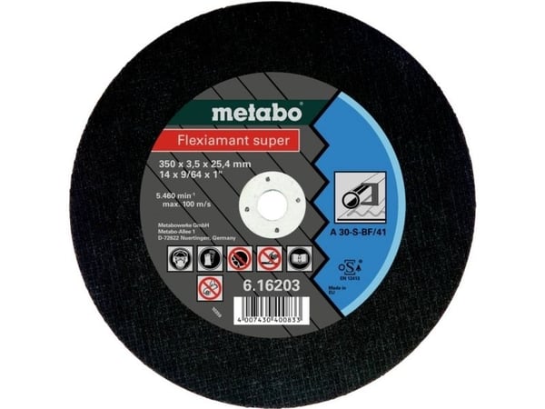 Metabo 616203000, Klippskiva, Platt i mitten, Metall, Varje varumärke, 35 cm, Svart