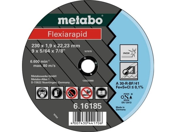 Metabo 616182000, Kutteskive, Flatt senter, Rustfritt stål, Metabo, 2,22 cm, 12,5 cm