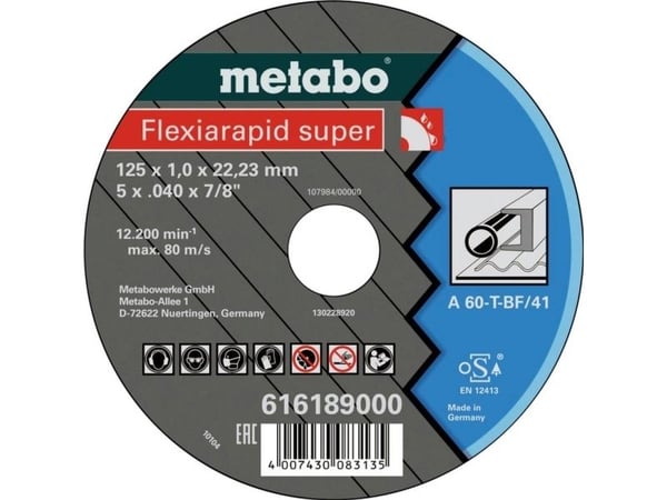 Metabo 616188000, Kutteskive, Rør, Profil, Blad metall, 11,5 cm, Metabo, 2,22 cm, 1 mm