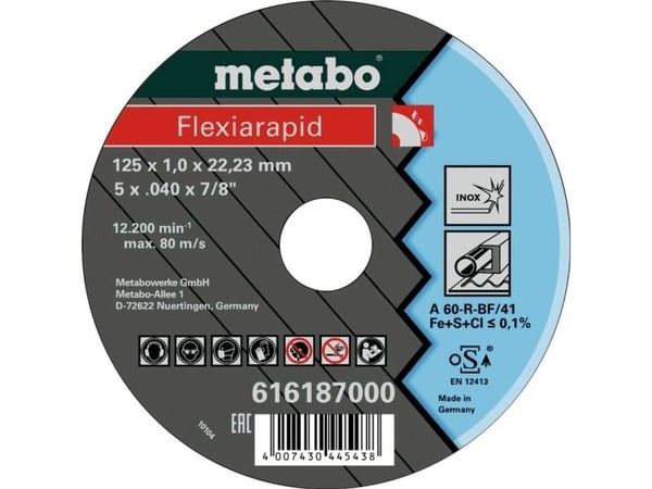 Metabo 616187000, levyleikkuri, Ruostumaton teräs, 12,5 cm, Metabo, Tasainen keskiosa, 2,22 cm