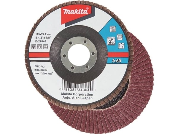 Makita - Klaffplate - for tre, metall, plast, ikke-jernholdig metall - 125 mm - grovkorn: A40 - for Makita GA005GZ, GA008GM201, GA008GZ; XGT GA005GZ