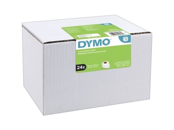 DYMO Large Address Labels - Hvit - 36 x 89 mm 6240 etikett(er) (24 rull(er) x 260) adresselapper - for DYMO LabelWriter 320, 330 Turbo, 400, 400 Tw...