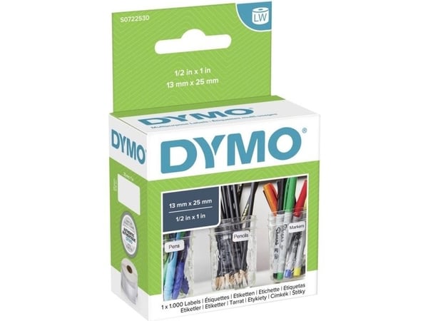 Universaletikett, Dymo LabelWriter, 13 x 25 mm, 1 000 etiketter