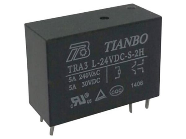 Tianbo Electronics TRA3 L-24VDC-S-2H printrelé 24 V/DC 8 A, 2 x sluttekontakt 1 stk