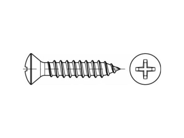 TOOLCRAFT forsænkede linse-sporskruer 19 mm Philips, galvanisert stål, 500 stk