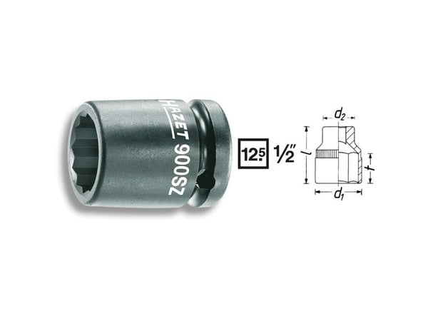 HAZET 900SZ-36, Kraftpipe, Sort, 1 hoder, 1/2", Metrisk, 36 mm