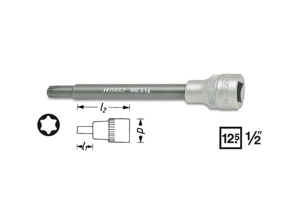 HAZET 992SLG-T50, Stikkontakt, 1/2", Metrisk, 1 hoder, T50, 2,3 cm
