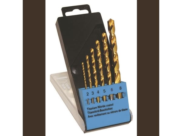 C.K T3293 HSS metallspiralbor-sett 6 deler - 2 mm, 3 mm, 4 mm, 5 mm, 8 mm - TiN - DIN 338 - sylindrisk skaft - 1 sett
