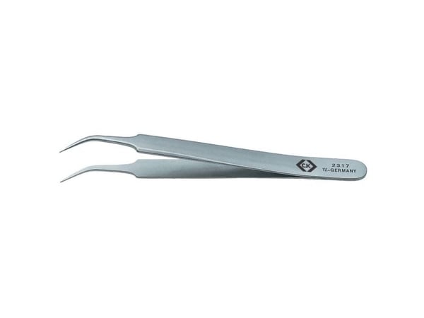 C.K. T2317 presisjons-tweezers, bøyd spiss, fin, 105 mm