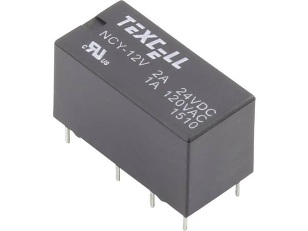 Texcell NCY-12V printrelé 12 V/DC 2 A 2 vekslere 1 stk