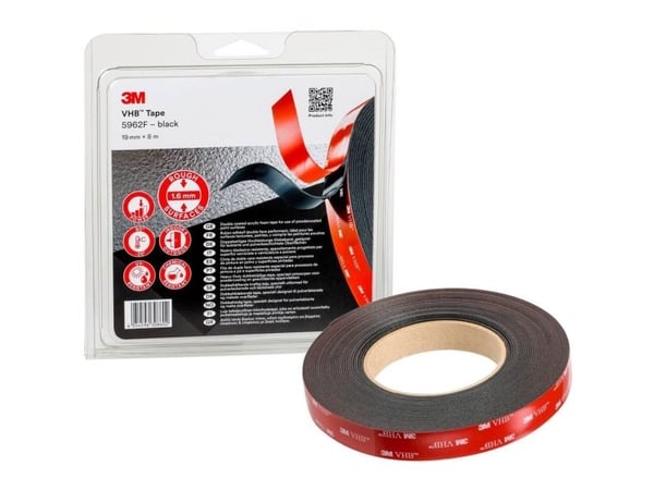 3M VHB høykvalitets dobbeltsidig tape 5962F 19 mm x 8 m svart