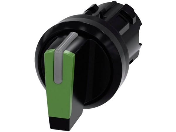 Siemens Kytkin 22mm pyöreä muovi musta/vihreä kr. kynällä 3 pos. I-0-II ilman itsestään palautuvaa 3SU1002-2BL40-0AA0