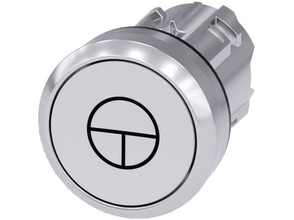 Siemens 3SU10500AB600AB0 3SU1050-0AB60-0AB0 Painike Eturengas metallia, kiiltävä, pyöreä painike hopea, valkoinen 1 kpl