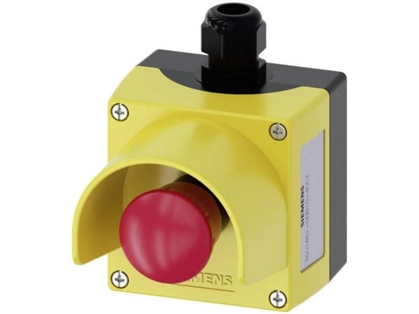 Siemens 3SU1851-0NB10-4GC2 Kaappi Maahan kiinnitettäväksi, Levyllä 1 painike Punainen Kääntyvä vapautin 1 kpl