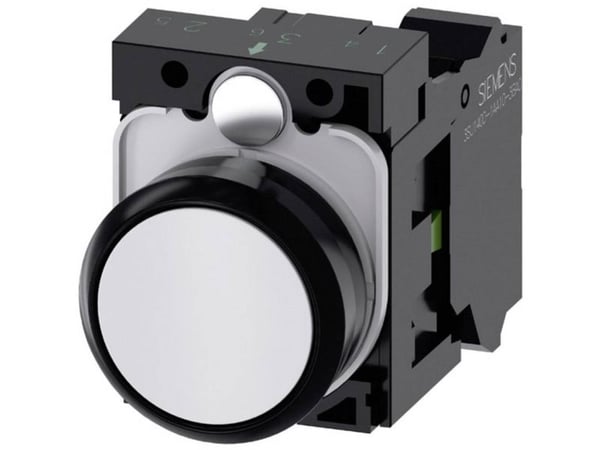 Siemens 3SU11000AB603BA0 3SU1100-0AB60-3BA0 Painike Eturengas muovia, pyöreä Painike Musta, valkoinen 1 kpl 1 kpl