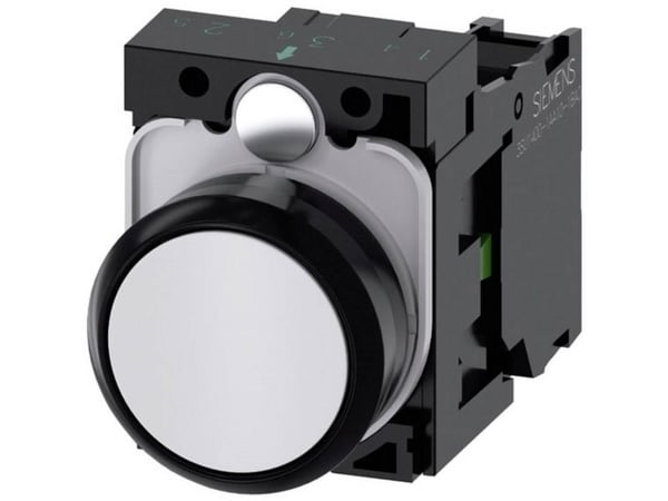 Siemens 3SU11000AB601BA0 3SU1100-0AB60-1BA0 Painike Eturengas muovia, pyöreä Painike Musta, valkoinen 1 kpl 1 kpl