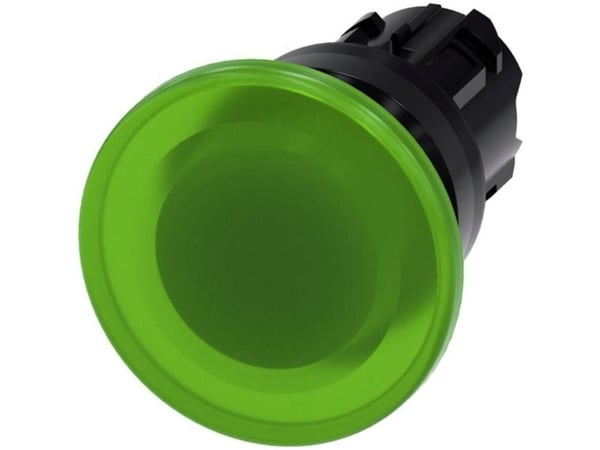 Lampfäste/tryckknapp 22 mm grov plast grön 40 mm