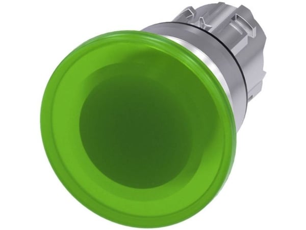 Siemens belyst tryckknapp 22 mm rund metall blank grön 40 mm med självtillbakahållning 3SU1051-1BD40-0AA0