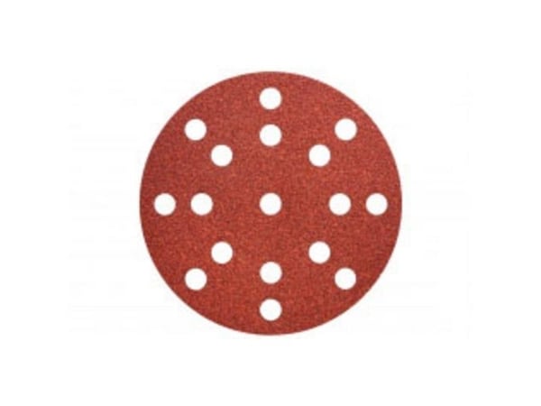 Metabo 626853000, Sand-papir, Metall, Polyester, Rustfritt stål, Stål, Tre, Rød, Rund, 12,5 cm, 50 stykker
