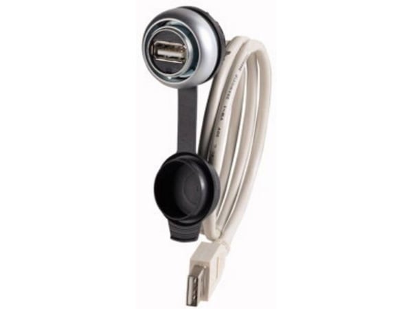 Eaton M22-USB-SA, USB A, USB 2.0, 100 MO, Musta, Hopea, Valkoinen, IP65, CE, UL, CSA