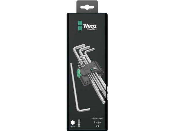 Wera 05073391001, L-formet hex-nøkkelsett, Metrisk, 9 stykker, 1.5,2,2.5,3,4,5,6,8,10 mm, Kromfarget, 25 mm