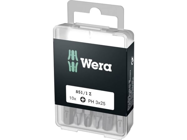 Wera 851/1 Z DIY SiS 05072402001 Krysssporbit PH 3 Verktøystål Legering, slitesterk D 6,3 10 stk.