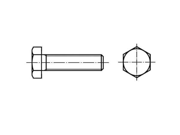 TOOLCRAFT 1064616 sekskantskrue M24 180 mm utvendig sekskant DIN 933 rustfritt stål A4, 1 stk