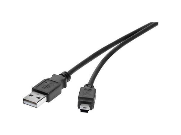 Renkforce RF-4455804, 0,15 m, USB A, Mini-USB B, USB 2.0, Musta