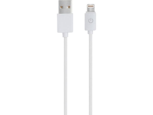 RealPower 255649, 1 m, Lightning, USB A, Hankjønn, Hankjønn, Hvit