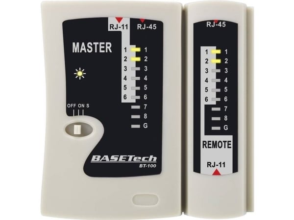 Basetech kabeltester BT-100 BT-100 Egnet for RJ-45, RJ-11