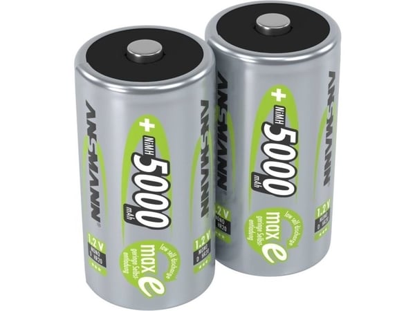 Ansmann Akku NiMH Mono/D 5000 mAh, D / HR20, Nikkelmetallhydrid (NiMH), 1,2 V, 5000 mAh, Sølv