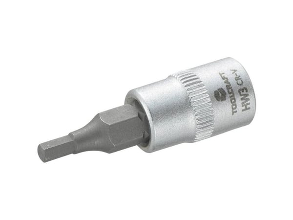 Toolcraft 816068, Stikkontakt, 1/4", Metrisk, 1 hoder, 3 mm, Kromvanadiumstål, Stål