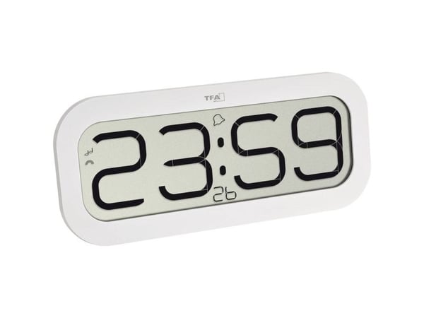 TFA-Dostmann 60.4514, Bord, Digital klokke, Oval, Hvit, LCD, 321 mm
