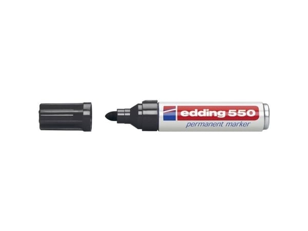 edding 550 - Markør - permanent - for glass, metall, plast - svart - 3-4 mm