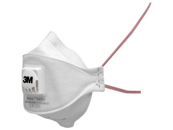 3M Atemschutzmaske 9332+, Platt vikt, FFP3, Vit, En storlek, Vuxen - 1 stk.