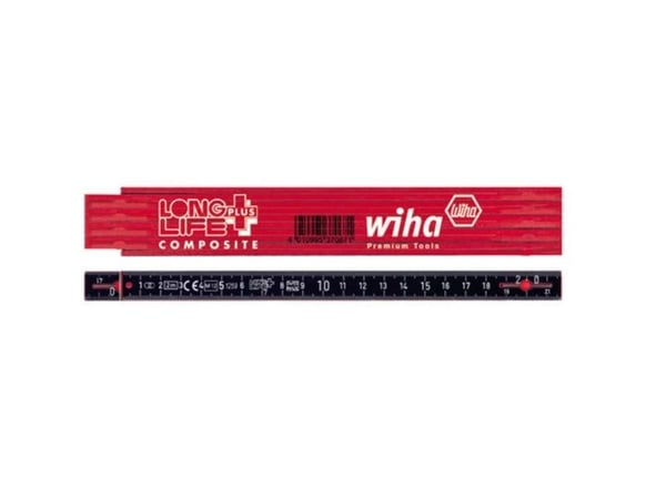 Wiha Longlife®Plus Composite tommestok 2m, 90 grader stop i alla led, röd/sort