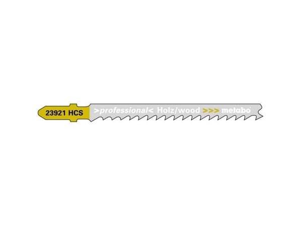 Metabo 623921000, Stikksagblad, Sponplate, Løvtre, Mykt tre, Trekjernen kryssfinér, High Carbon Steel (HCS), Sort, Gult, 7,4 cm, 4 mm