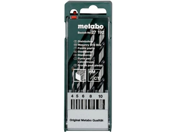 Metabo 627192000 sten-spiralbor-sett 5 deler 4 / 8 / 10 mm, sylinderskaft – 1 stk