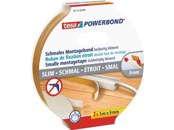 TESA 55714-00000, Monterings tape, Flerfarget, 5 m, Innendørs, Plast, Tre, 9 mm
