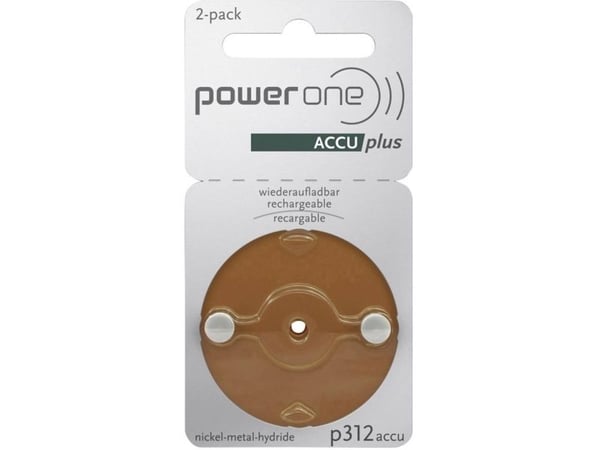 Powerone P312 høreapparatbatteri ZA 312 NiMH 23 mAh 1,2 V 2 stk