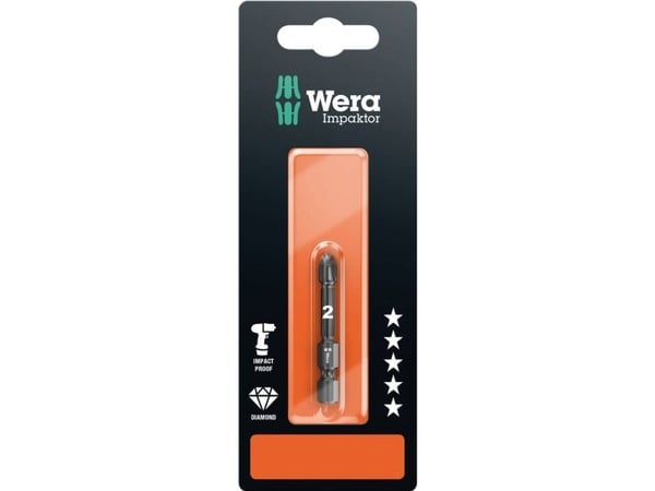 Wera 855/4 IMP DC SB SiS 05073961001 Krysssporbit PZ 2 Verktøystål Diamantbelagt F 6,3 1 stk.