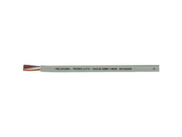 HELUKABEL TRONIC (LiYY), Pienjännitekaapeli, Harmaa, Polyvinyylikloridi (PVC), Cooper, 0,34 mm², 19,6 kg/km