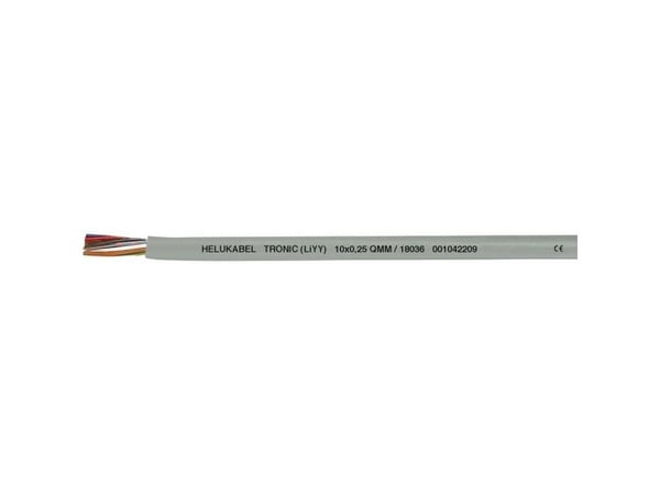 HELUKABEL TRONIC (LiYY), Pienjännitekaapeli, Harmaa, Polyvinyylikloridi (PVC), Kupari, 0.5 mm², 9,6 kg/km