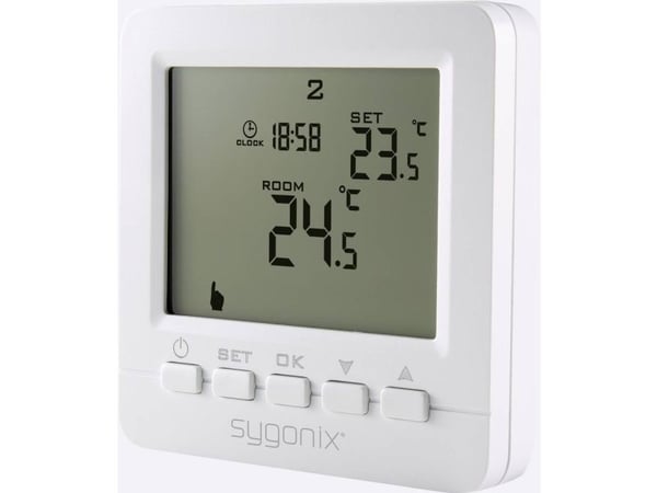 Sygonix rums­termostat infälld, veckoprogram 5–35 °C (SY-4500818)