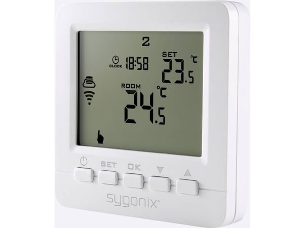 Sygonix trådløs romtermostat innfelt ukesprogram 5–35 °C (SY-4500820)