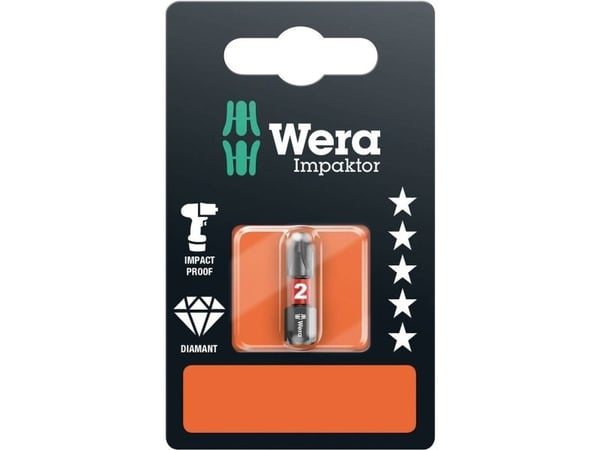 Wera 851/1 IMP DC SB SiS 05073916001 Phillipsbit PH 2 Verktøystål Legert stål, diamantbelagt D 6,3 1 stk