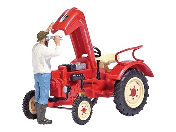 Busch 7882 H0 landbruksmodell: Porsche traktor-reparasjon