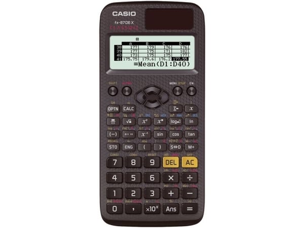 Casio FX-87DE X, Lomme, Vitenskaplig, Batteri/Solcelle, Sort