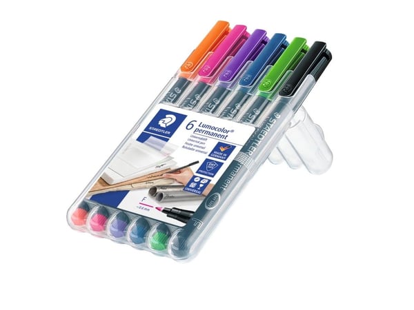 Marker Staedtler Lumocolor® permanent 0,6 mm ass. farver - (6 stk.)
